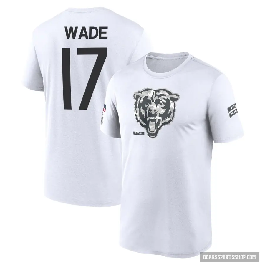 Youth ＃17 Barrington Wade Chicago Bears White 2024 Salute to Service Performance T-Shirt