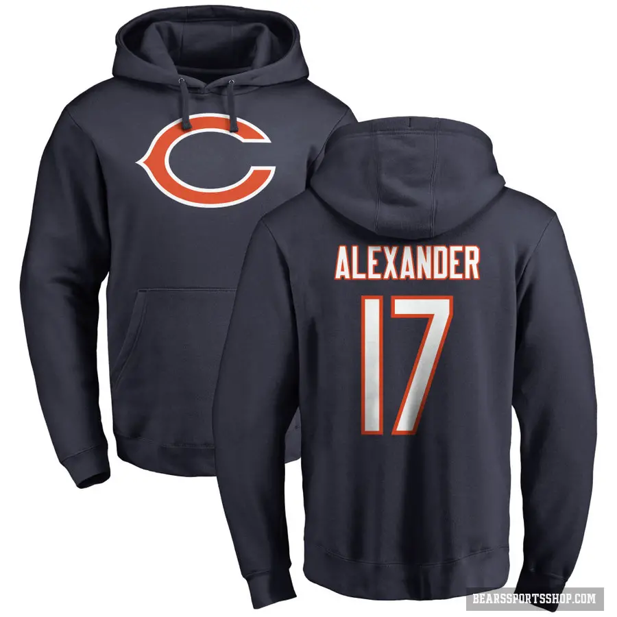 Youth ＃17 Jon Alexander Chicago Bears Navy Pro Line Logo Pullover Hoodie