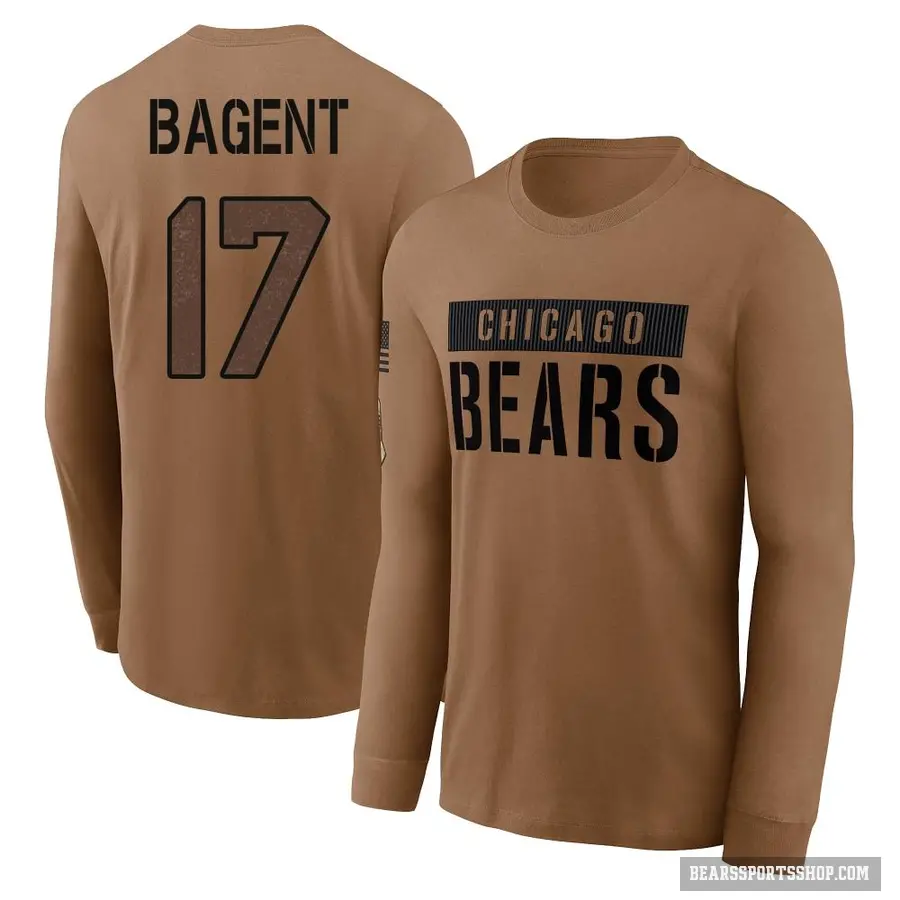 Youth ＃17 Tyson Bagent Chicago Bears Brown 2023 Salute To Service Long Sleeve T-Shirt