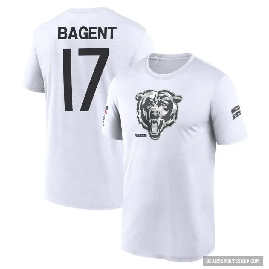 Youth ＃17 Tyson Bagent Chicago Bears White 2024 Salute to Service Performance T-Shirt