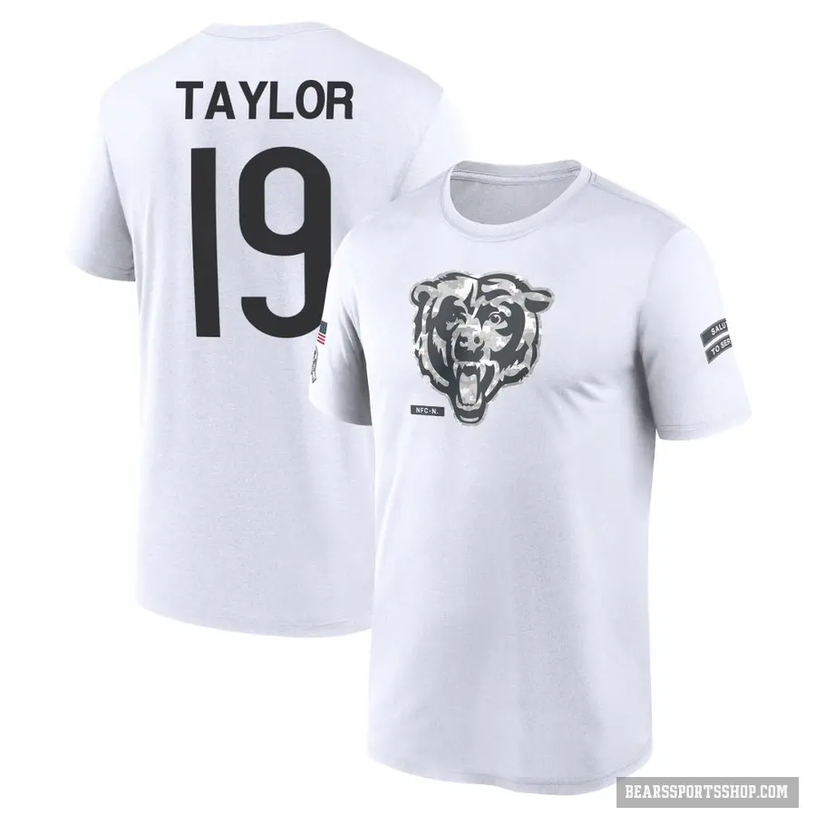 Youth ＃19 Tory Taylor Chicago Bears White 2024 Salute to Service Performance T-Shirt