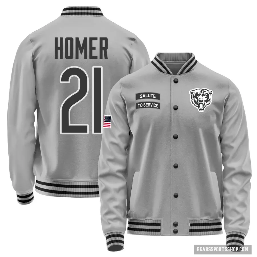 Youth ＃21 Travis Homer Chicago Bears Gray Salute to Service Performance Jacket