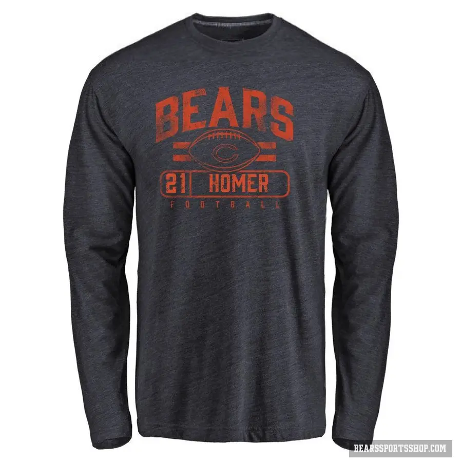 Youth ＃21 Travis Homer Chicago Bears Navy Flanker Long Sleeve T-Shirt