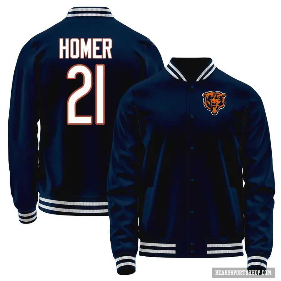 Youth ＃21 Travis Homer Chicago Bears Navy Full-Snap Name & Number Jacket