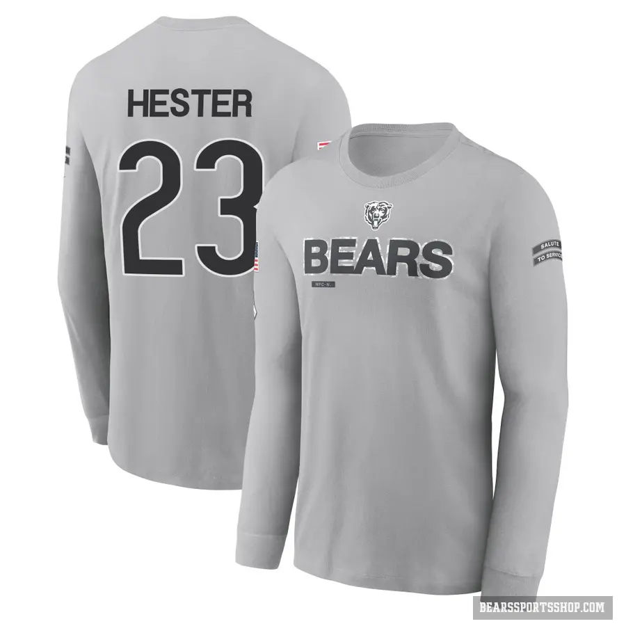 Youth ＃23 Devin Hester Chicago Bears Gray 2024 Salute to Service Long Sleeve T-Shirt