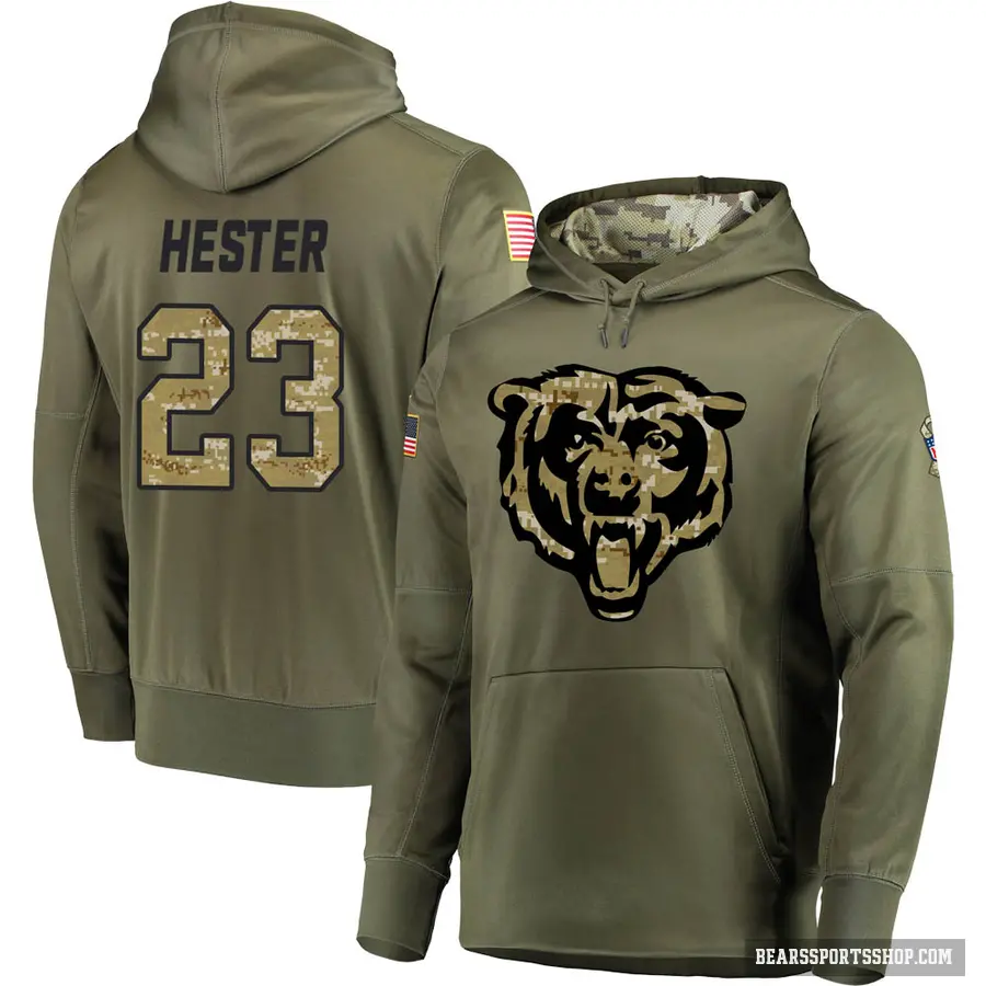 Youth ＃23 Devin Hester Chicago Bears Olive Salute to Service Pullover Hoodie