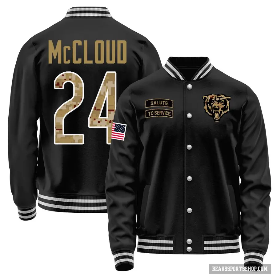 Youth ＃24 Nick McCloud Chicago Bears Black Salute to Service Sideline Performance Jacket
