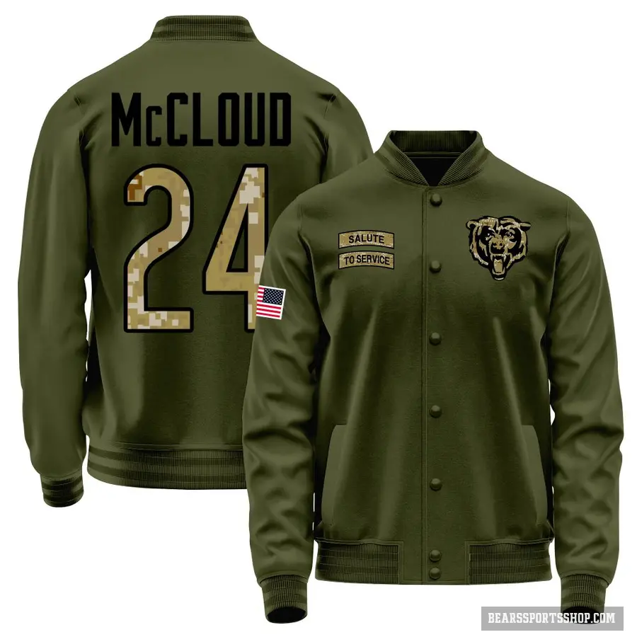 Youth ＃24 Nick McCloud Chicago Bears Olive Salute to Service Sideline Performance Jacket