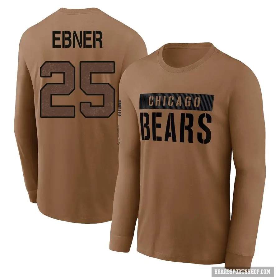 Youth ＃25 Trestan Ebner Chicago Bears Brown 2023 Salute To Service Long Sleeve T-Shirt