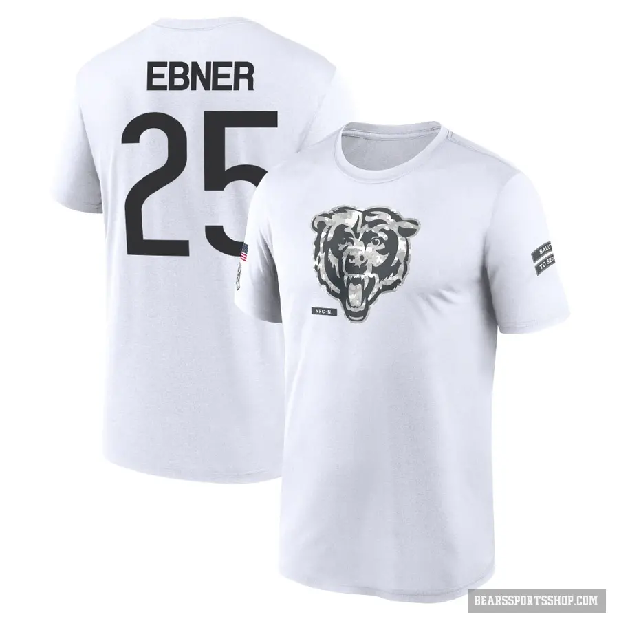 Youth ＃25 Trestan Ebner Chicago Bears White 2024 Salute to Service Performance T-Shirt