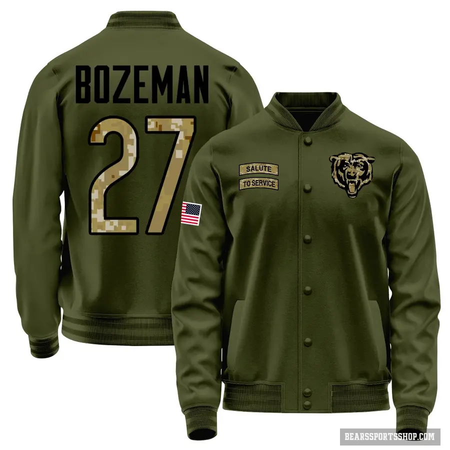 Youth ＃27 Swayze Bozeman Chicago Bears Olive Salute to Service Sideline Performance Jacket