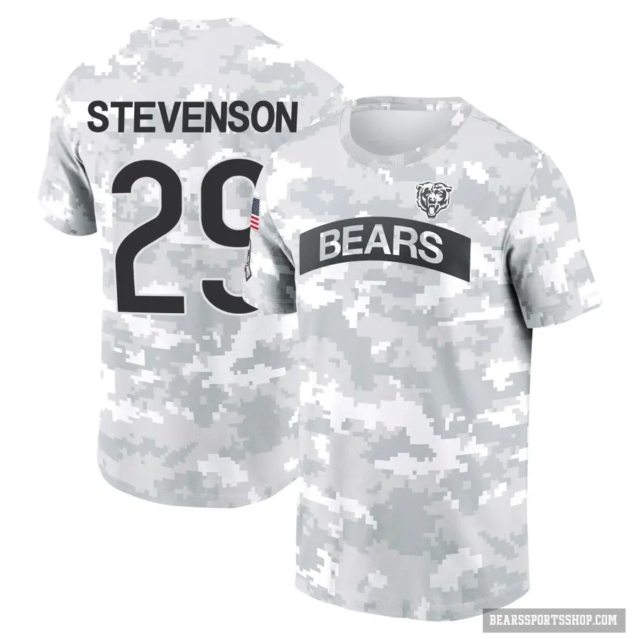 Youth ＃29 Tyrique Stevenson Chicago Bears Camo Arctic 2024 Salute to Service Performance T-Shirt