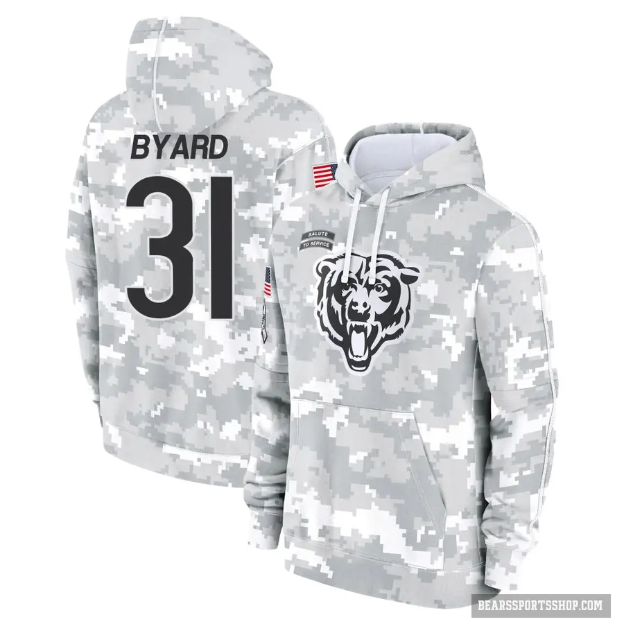 Youth ＃31 Kevin Byard III Chicago Bears Arctic Camo 2024 Salute to Service Club Fleece Pullover Hoodie