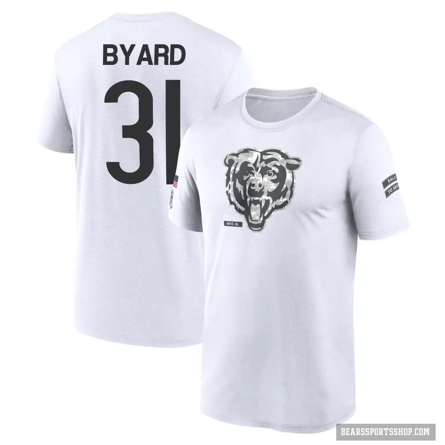 Youth ＃31 Kevin Byard III Chicago Bears White 2024 Salute to Service Performance T-Shirt