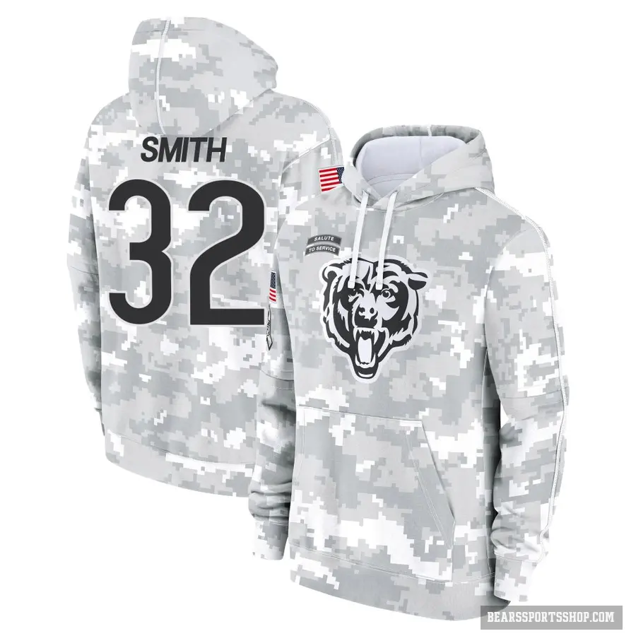 Youth ＃32 Terell Smith Chicago Bears Arctic Camo 2024 Salute to Service Club Fleece Pullover Hoodie