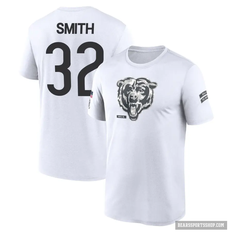 Youth ＃32 Terell Smith Chicago Bears White 2024 Salute to Service Performance T-Shirt