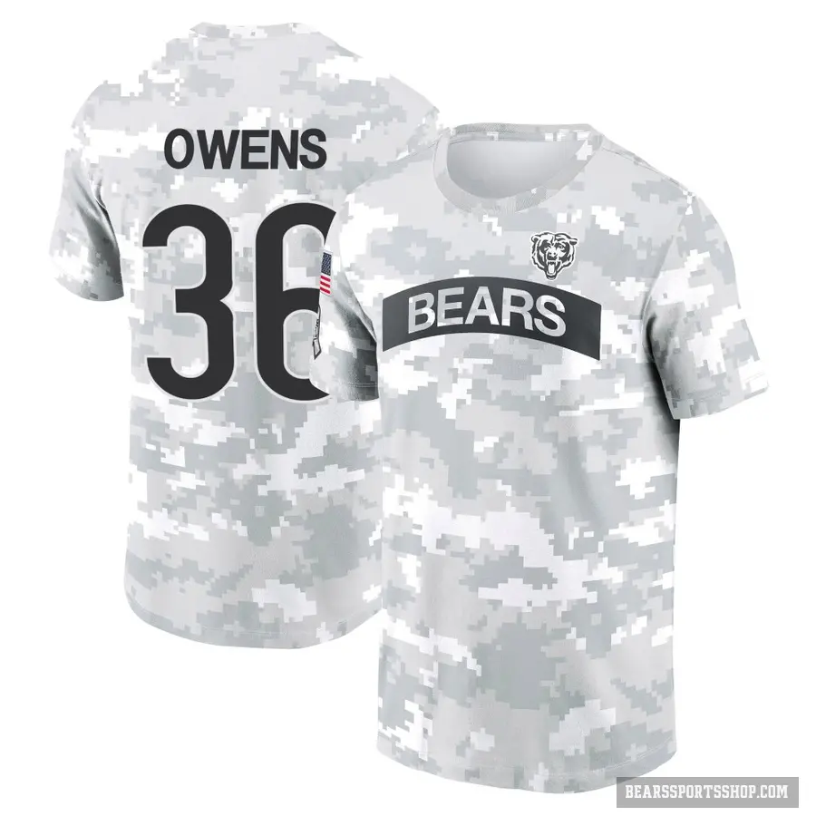 Youth ＃36 Jonathan Owens Chicago Bears Camo Arctic 2024 Salute to Service Performance T-Shirt
