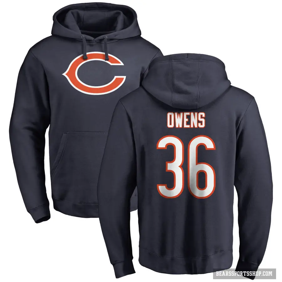 Youth ＃36 Jonathan Owens Chicago Bears Navy Pro Line Logo Pullover Hoodie