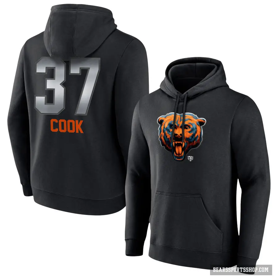 Youth ＃37 Alex Cook Chicago Bears Black Midnight Mascot Pullover Hoodie