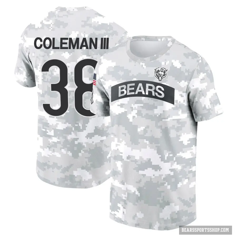 Youth ＃38 Douglas Coleman III Chicago Bears Camo Arctic 2024 Salute to Service Performance T-Shirt