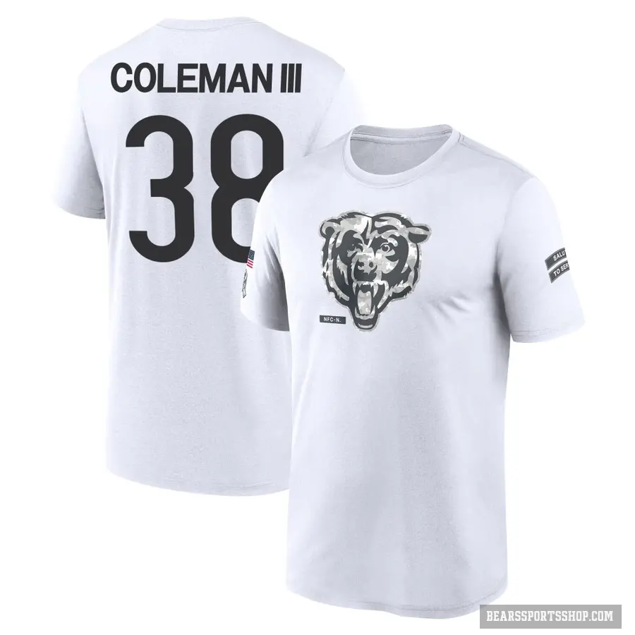 Youth ＃38 Douglas Coleman III Chicago Bears White 2024 Salute to Service Performance T-Shirt