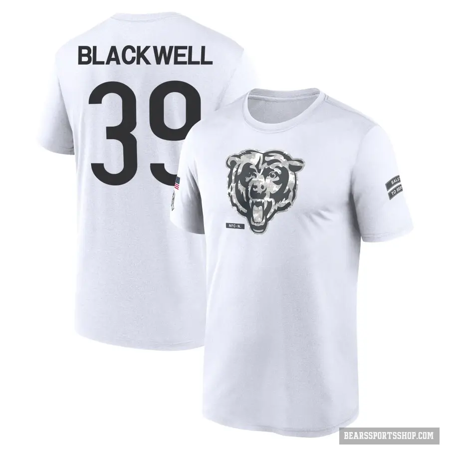 Youth ＃39 Josh Blackwell Chicago Bears White 2024 Salute to Service Performance T-Shirt