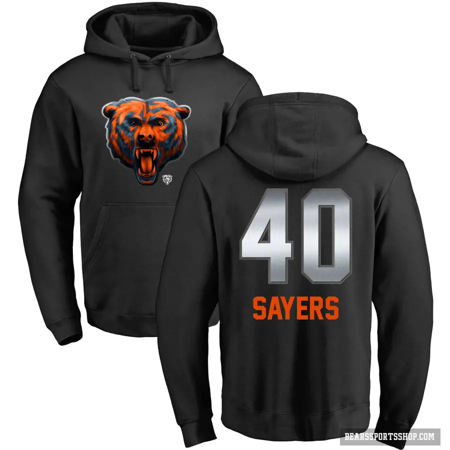 Youth ＃40 Gale Sayers Chicago Bears Black Midnight Mascot Pullover Hoodie