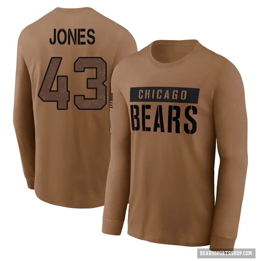 Youth ＃43 Carl Jones Jr. Chicago Bears Brown 2023 Salute To Service Long Sleeve T-Shirt