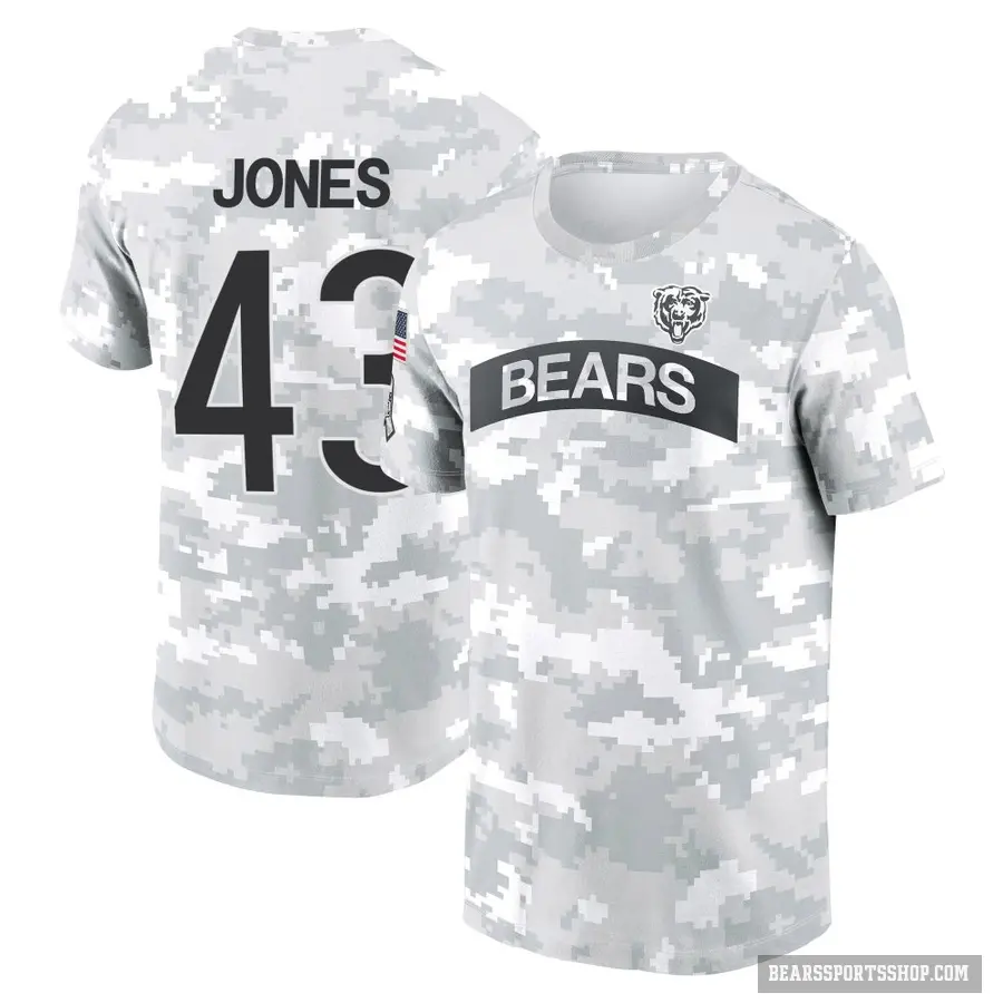 Youth ＃43 Carl Jones Jr. Chicago Bears Camo Arctic 2024 Salute to Service Performance T-Shirt