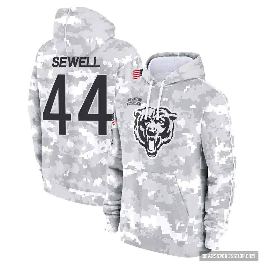 Youth ＃44 Noah Sewell Chicago Bears Arctic Camo 2024 Salute to Service Club Fleece Pullover Hoodie