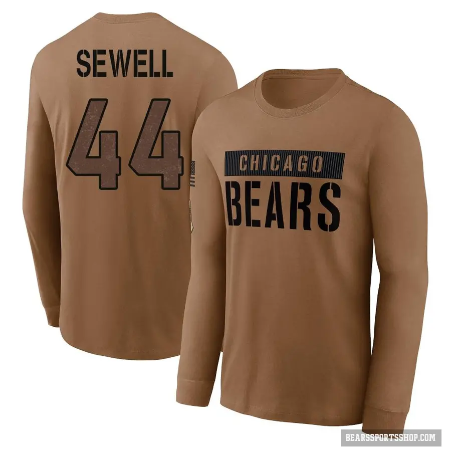 Youth ＃44 Noah Sewell Chicago Bears Brown 2023 Salute To Service Long Sleeve T-Shirt