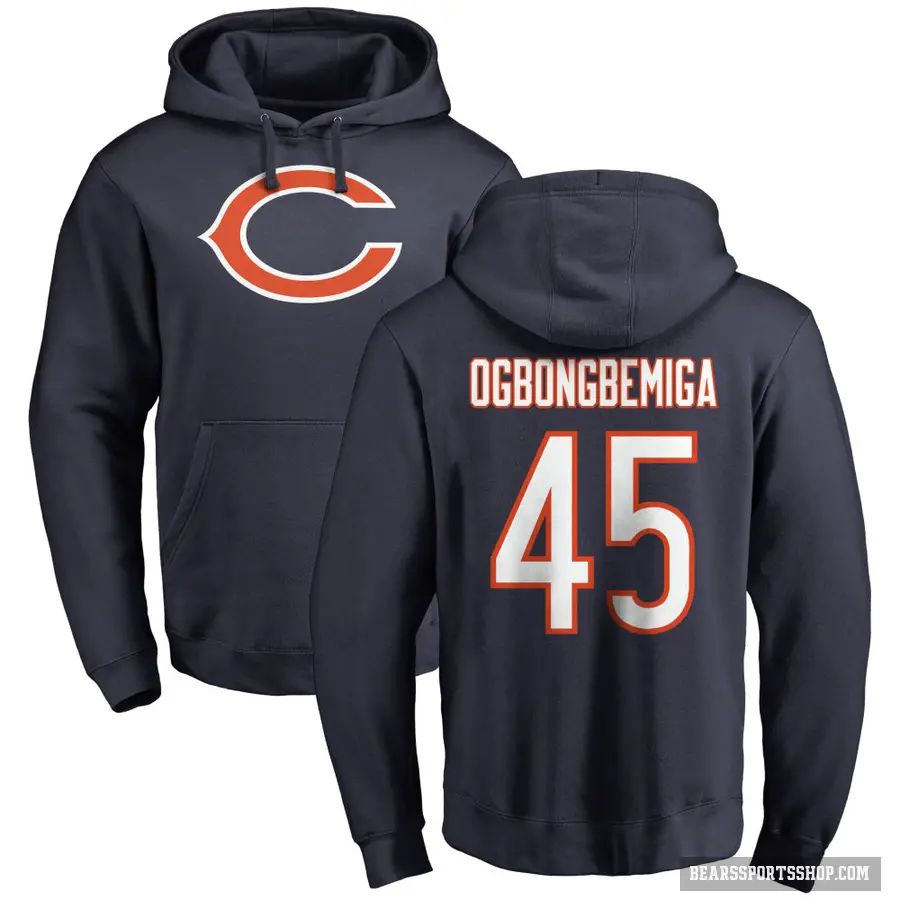 Youth ＃45 Amen Ogbongbemiga Chicago Bears Navy Pro Line Logo Pullover Hoodie