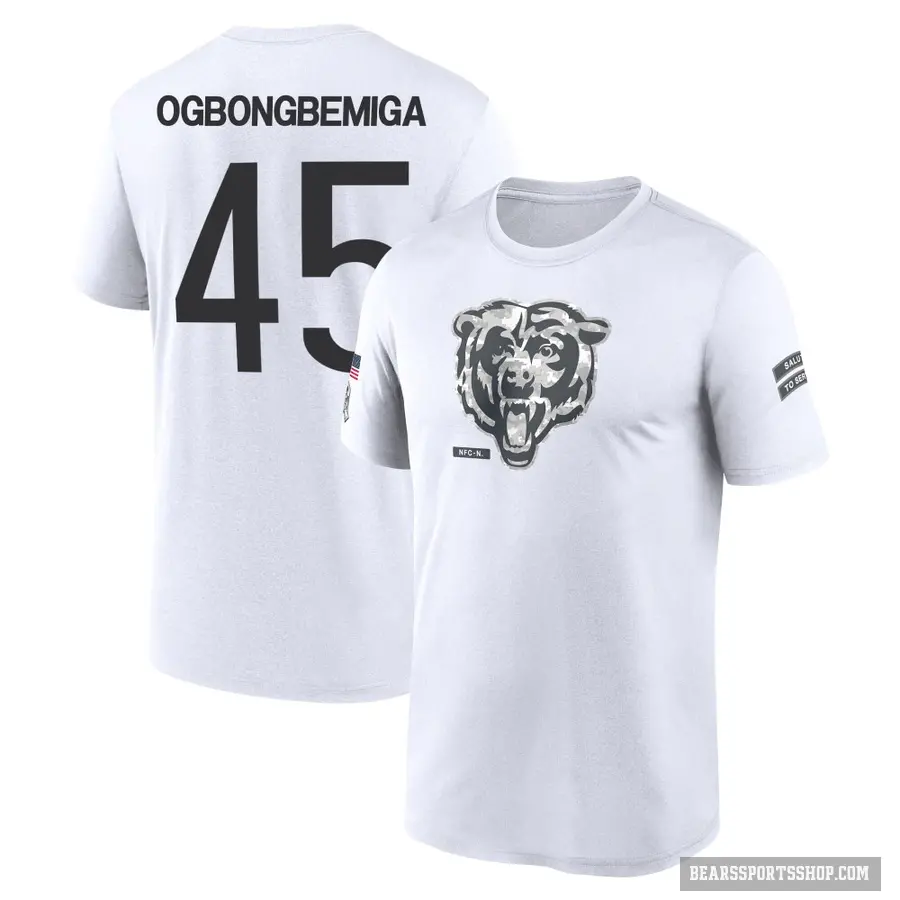 Youth ＃45 Amen Ogbongbemiga Chicago Bears White 2024 Salute to Service Performance T-Shirt