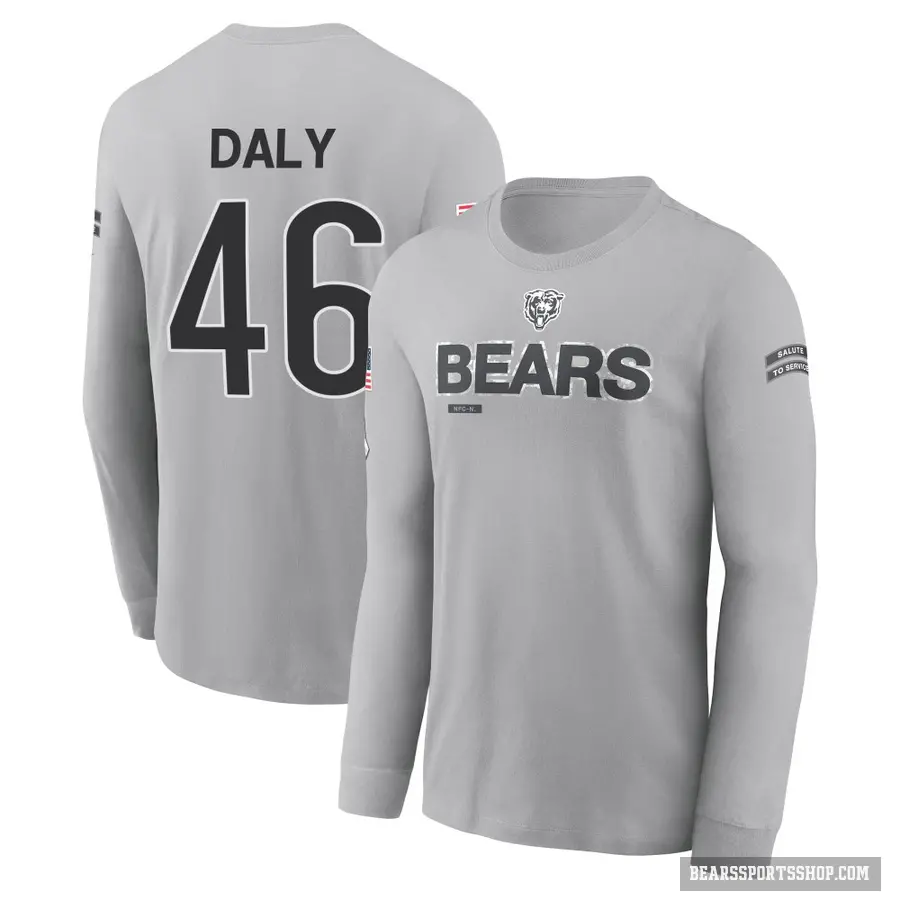 Youth ＃46 Scott Daly Chicago Bears Gray 2024 Salute to Service Long Sleeve T-Shirt