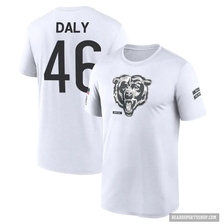 Youth ＃46 Scott Daly Chicago Bears White 2024 Salute to Service Performance T-Shirt