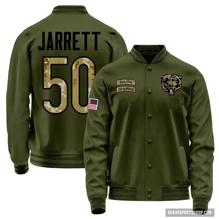 Youth ＃50 Grady Jarrett Chicago Bears Olive Salute to Service Sideline Performance Jacket