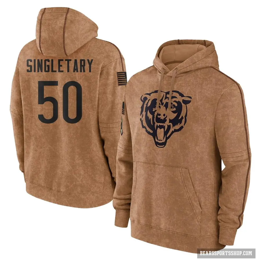 Youth ＃50 Mike Singletary Chicago Bears Brown 2023 Salute To Service Club Pullover Hoodie