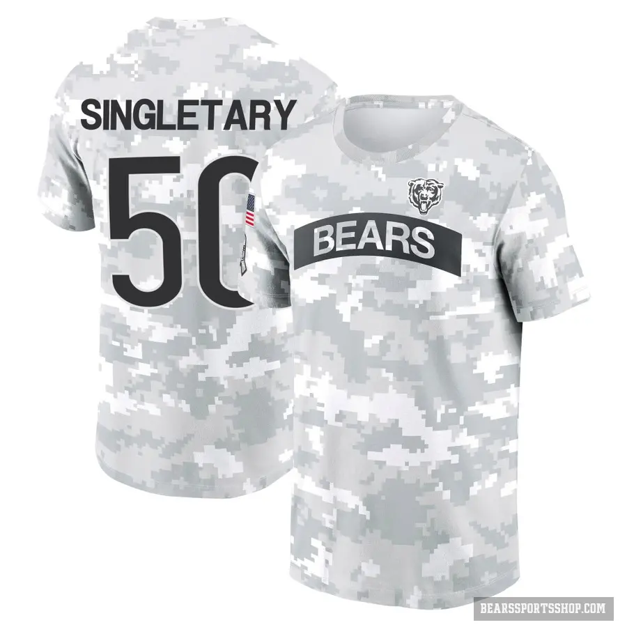 Youth ＃50 Mike Singletary Chicago Bears Camo Arctic 2024 Salute to Service Performance T-Shirt