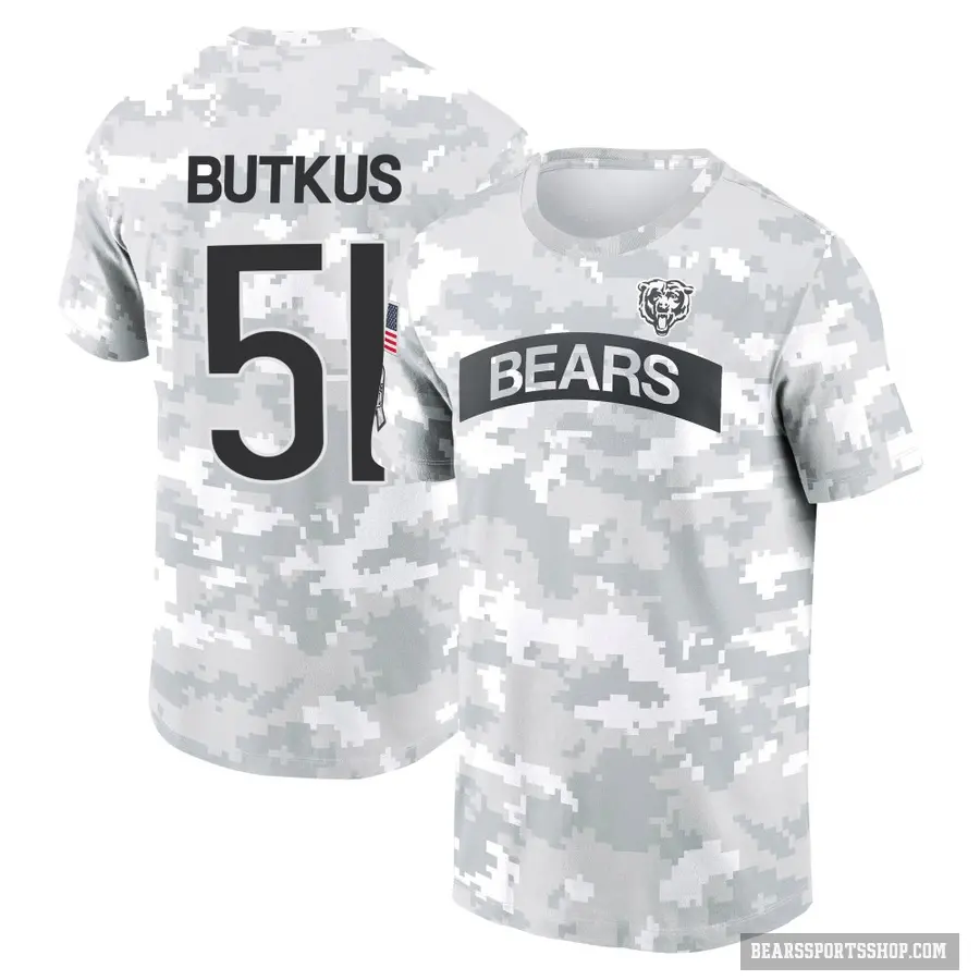 Youth ＃51 Dick Butkus Chicago Bears Camo Arctic 2024 Salute to Service Performance T-Shirt