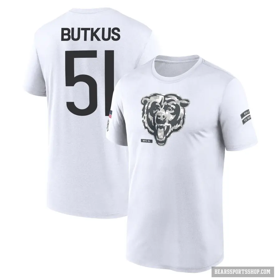 Youth ＃51 Dick Butkus Chicago Bears White 2024 Salute to Service Performance T-Shirt