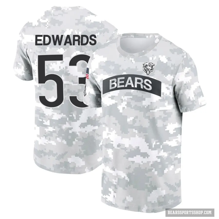 Youth ＃53 T.J. Edwards Chicago Bears Camo Arctic 2024 Salute to Service Performance T-Shirt