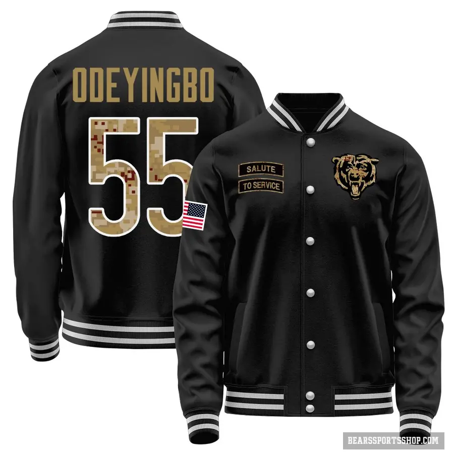 Youth ＃55 Dayo Odeyingbo Chicago Bears Black Salute to Service Sideline Performance Jacket