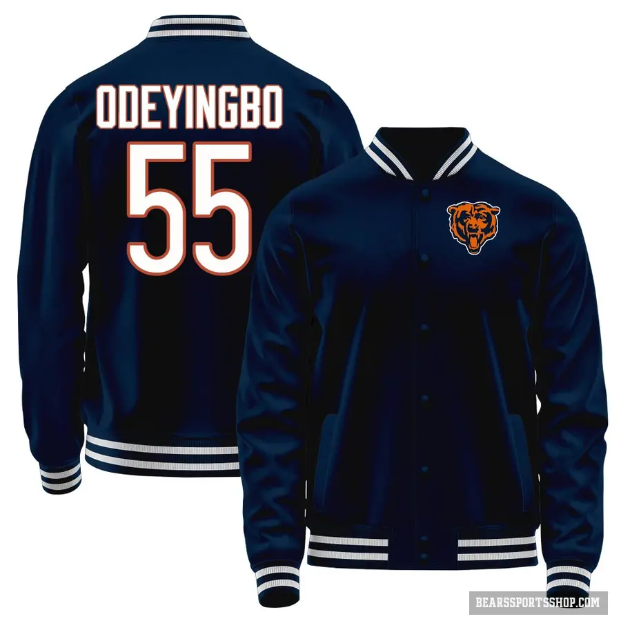 Youth ＃55 Dayo Odeyingbo Chicago Bears Navy Full-Snap Name & Number Jacket