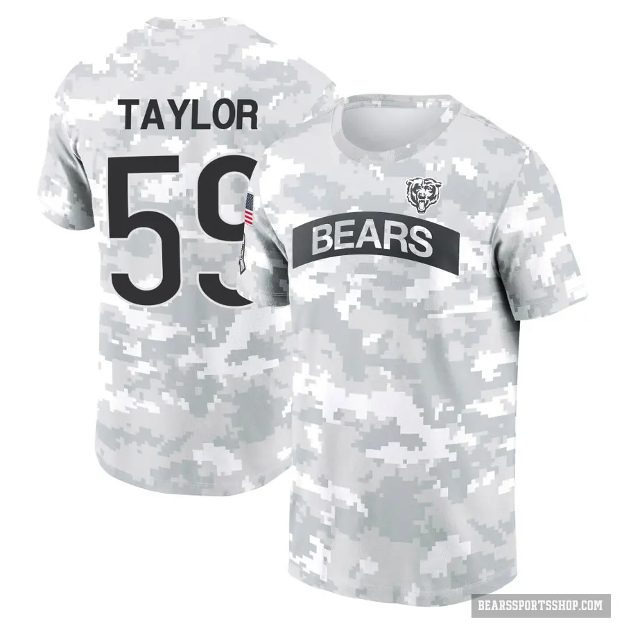 Youth ＃59 Carson Taylor Chicago Bears Camo Arctic 2024 Salute to Service Performance T-Shirt