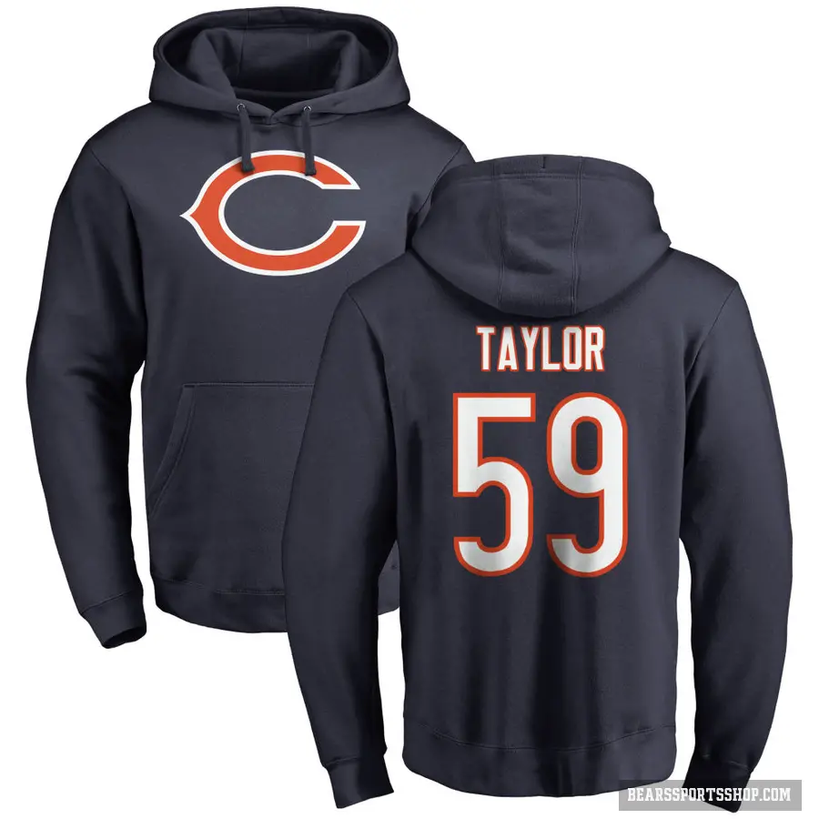 Youth ＃59 Carson Taylor Chicago Bears Navy Pro Line Logo Pullover Hoodie