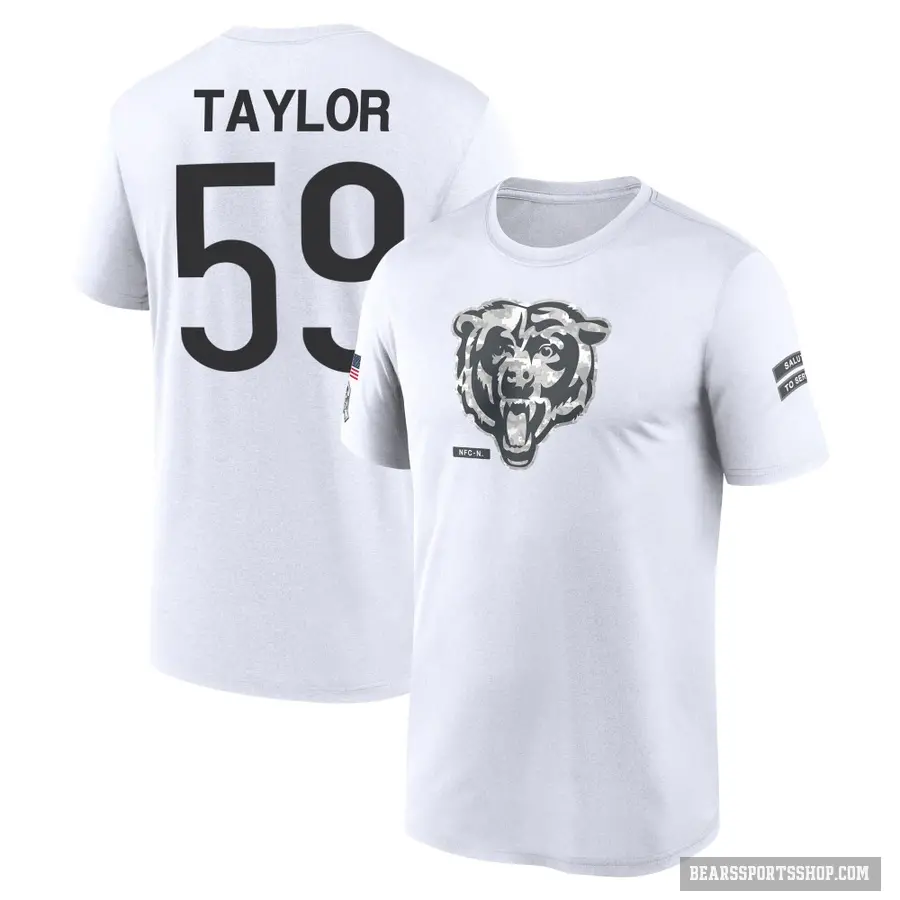Youth ＃59 Carson Taylor Chicago Bears White 2024 Salute to Service Performance T-Shirt