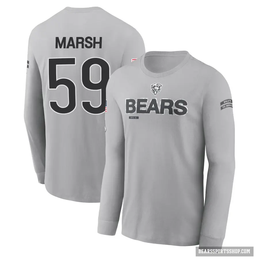 Youth ＃59 Cassius Marsh Chicago Bears Gray 2024 Salute to Service Long Sleeve T-Shirt