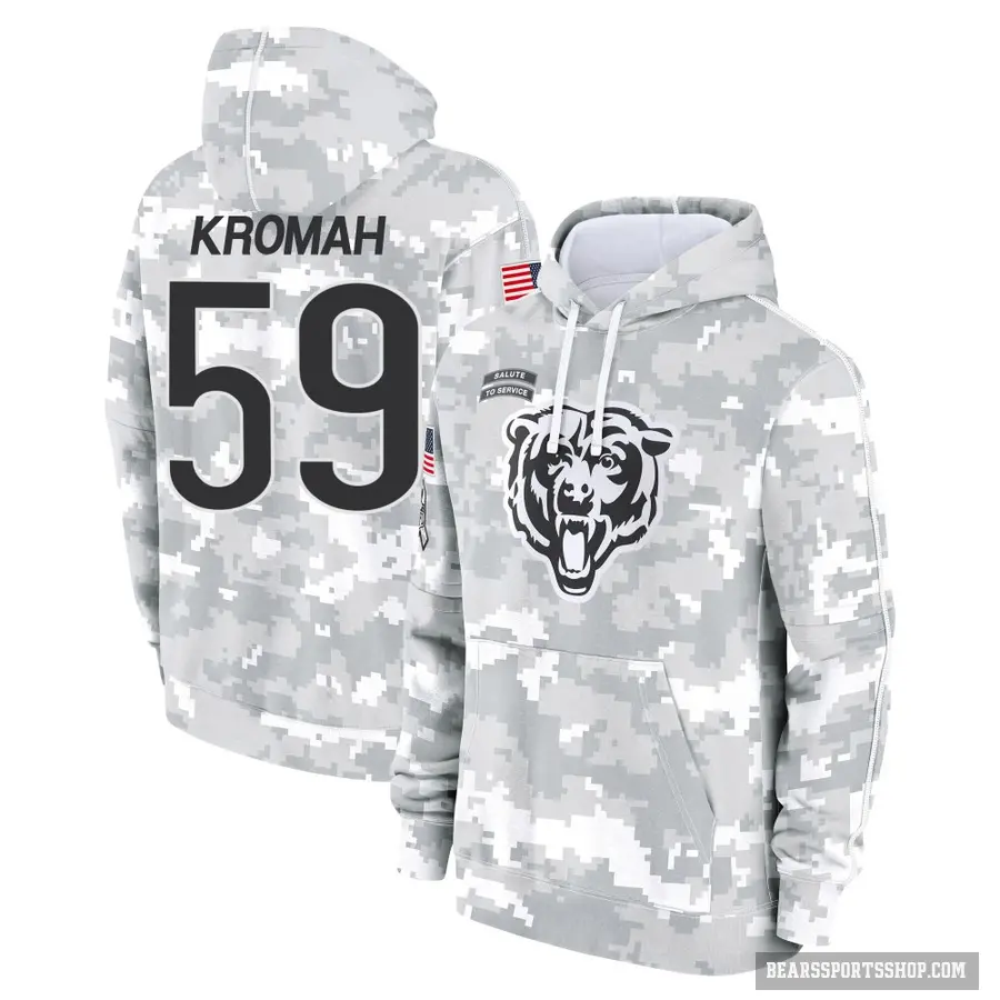Youth ＃59 Jamree Kromah Chicago Bears Arctic Camo 2024 Salute to Service Club Fleece Pullover Hoodie