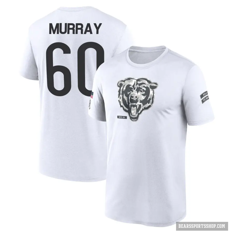 Youth ＃60 Bill Murray Chicago Bears White 2024 Salute to Service Performance T-Shirt