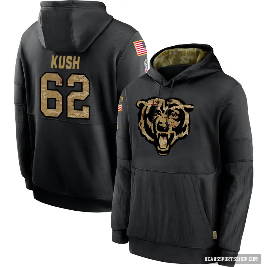 Youth ＃62 Eric Kush Chicago Bears Black 2020 Salute to Service Sideline Performance Pullover Hoodie
